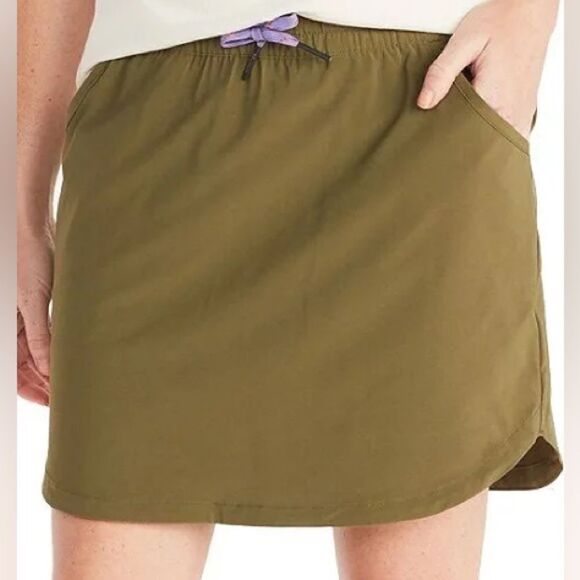 Marmot Elda Skort shorts drawstring zip and slant pockets Winter Moss Medium - Picture 1 of 4